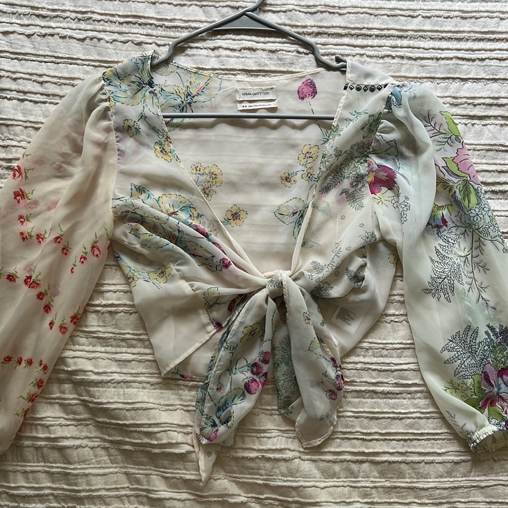 Urban Outfitters Sheer floral Tie-front Blouse